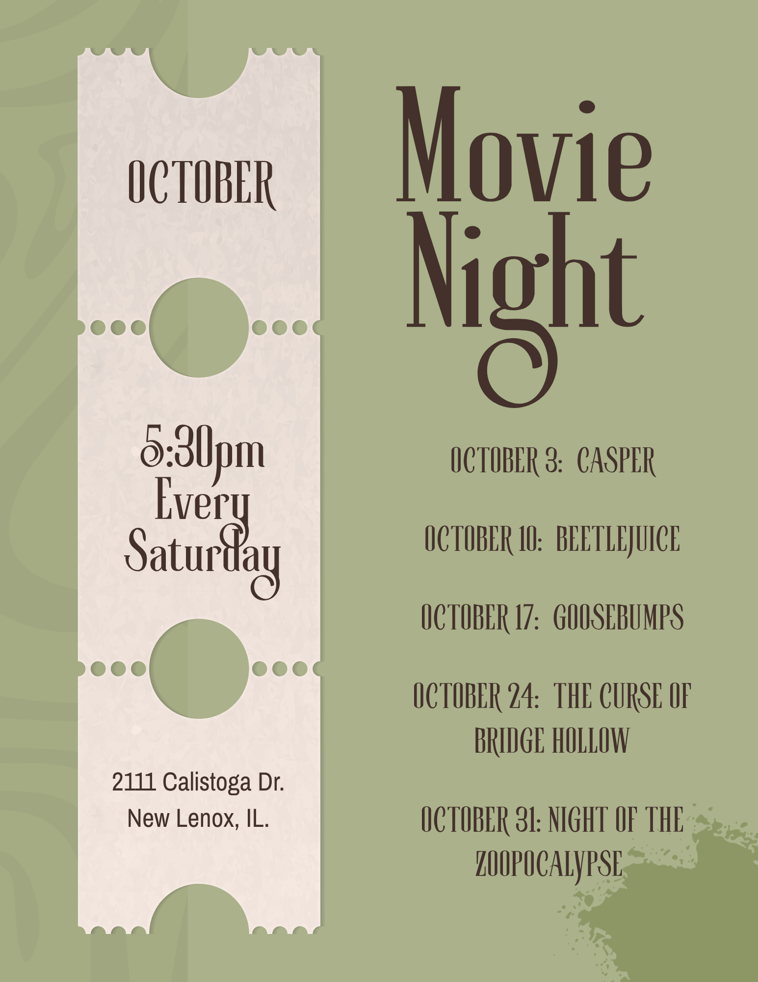 October Family Movie Nights