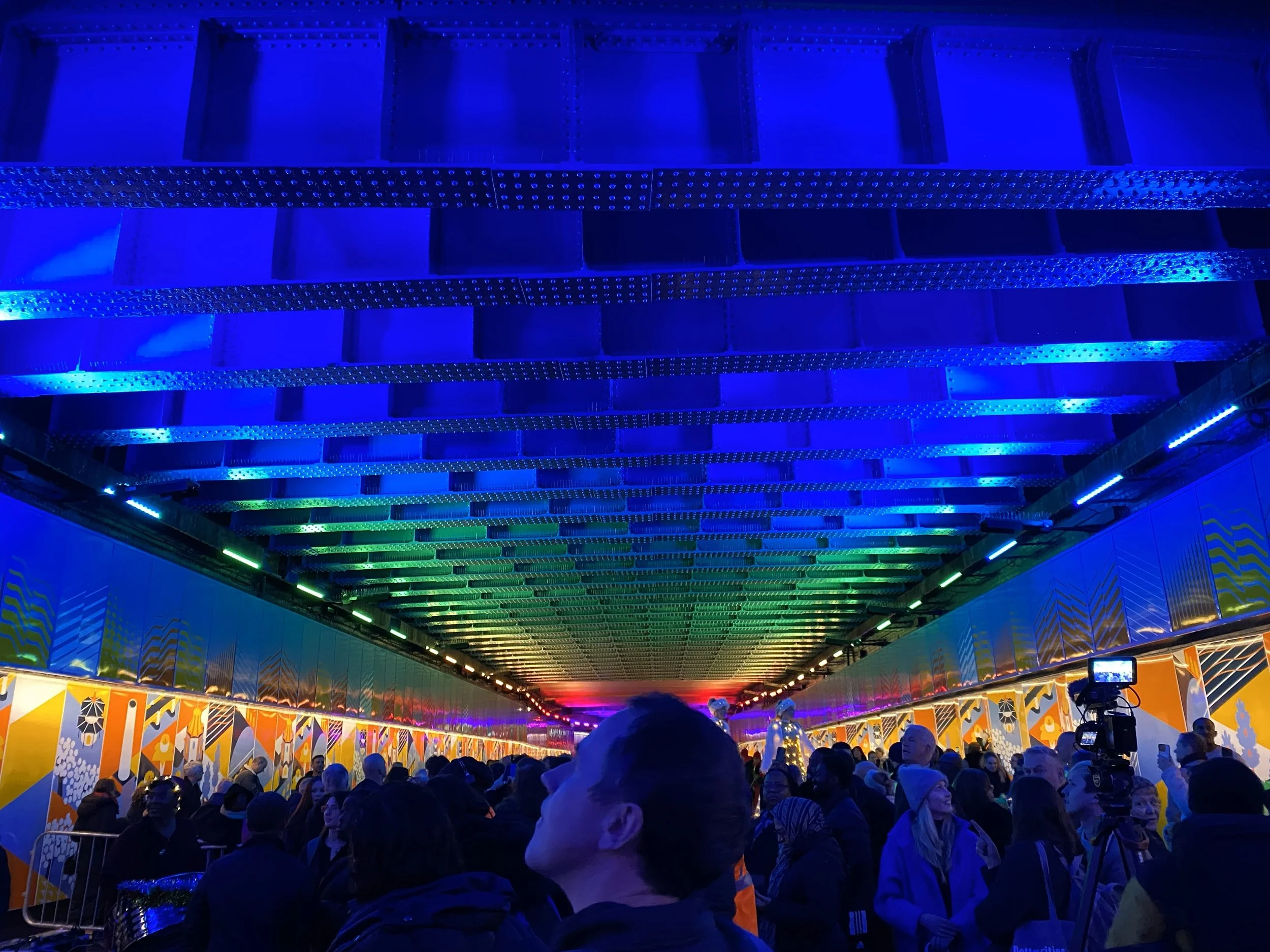 Light art at Falcon Road Bridge by Sutton Vane Associates