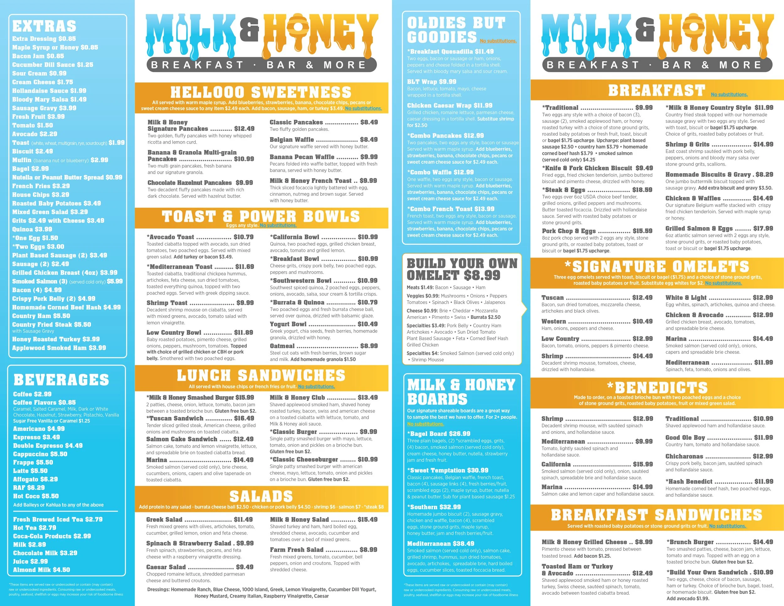 Menu — Milk & Honey Calabash, NC