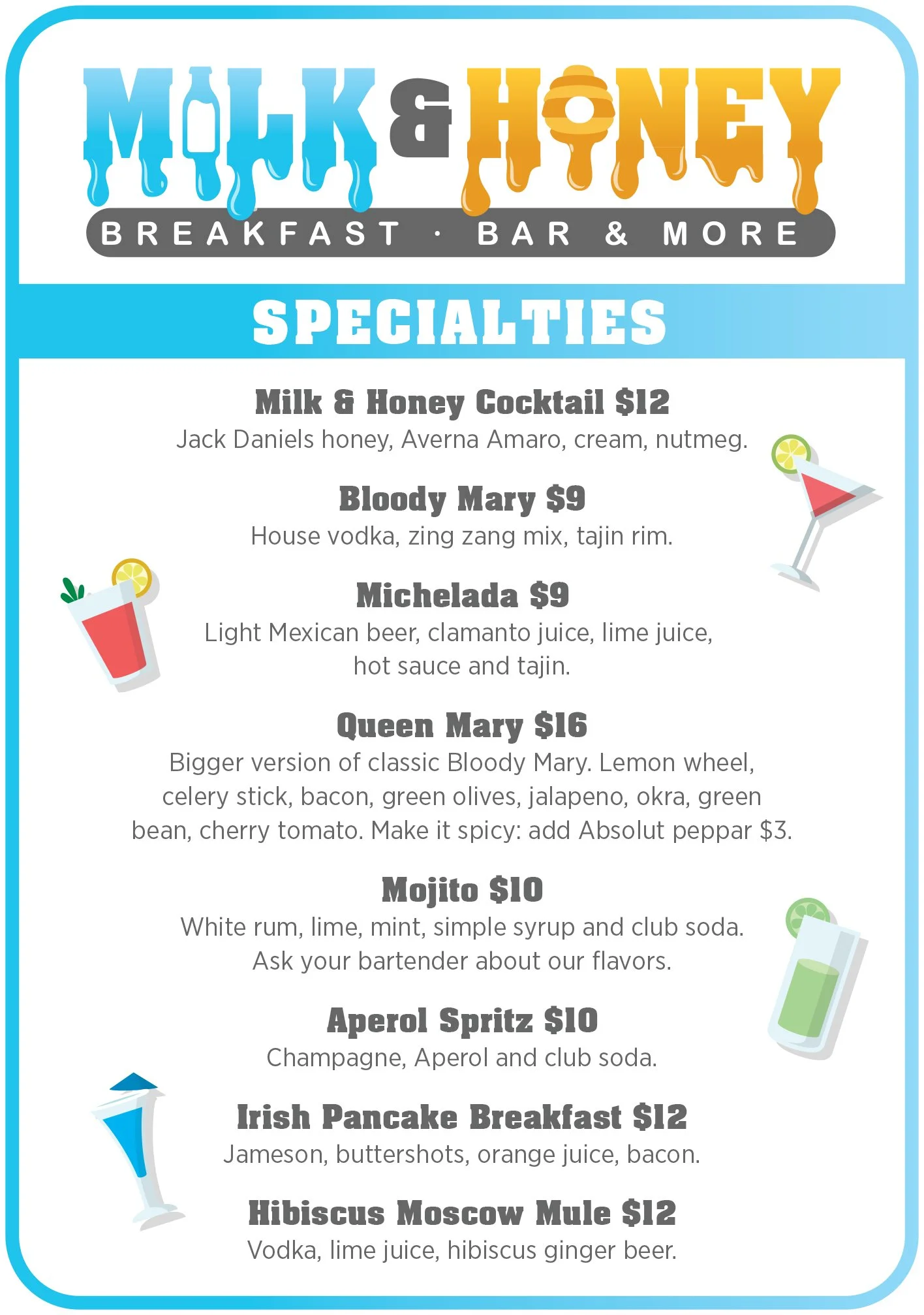 Menu — Milk & Honey Calabash, NC