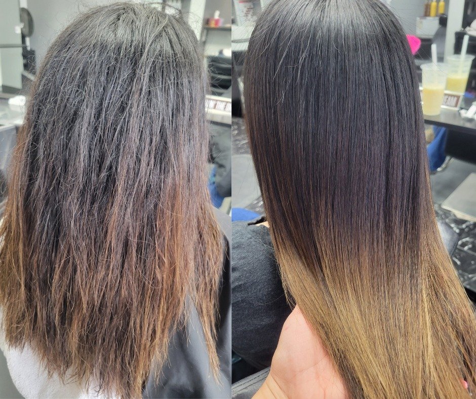 &quot;Say goodbye to frizz and hello to sleek perfection! Check out this stunning before and after transformation with our keratin smoothing treatment. ✨💁&zwj;♀️ #KeratinTransformation #FrizzFree 

This was done by our Stylist Virginia 🩷

Book onli