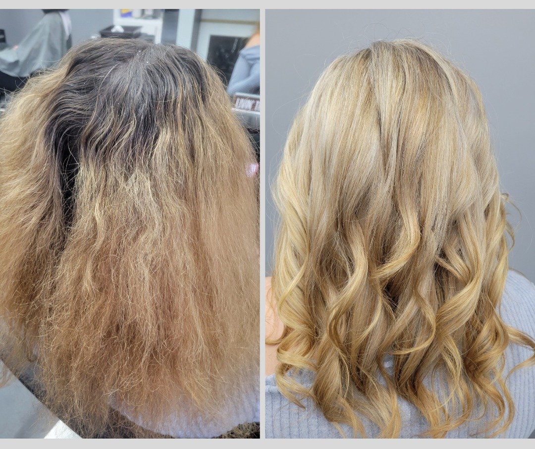 Roots blended, blonde brilliance unleashed! ✨ From subtle to stunning with full highlights and seamless blending. #TransformationTuesday #hairmagic 

This Transformation was done by our Amazing Stylist Virginia🩵

Book online at https://www.scissorsa