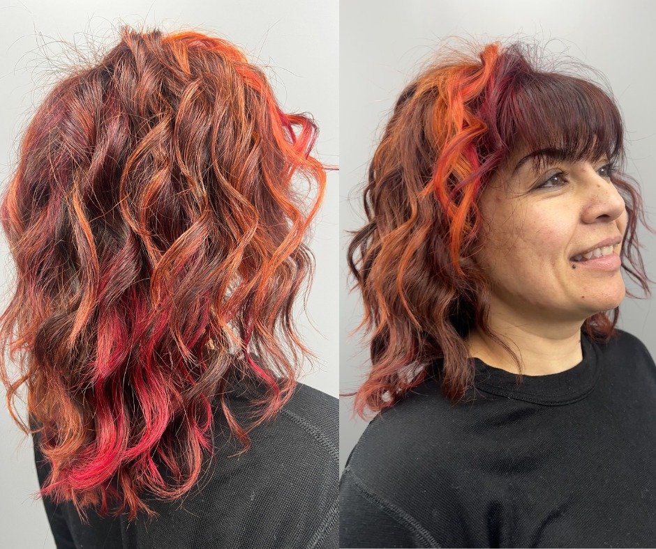 Flames of beauty ignite! 🔥Blaze a trail with fiery red and orange highlights. 💫 #IgniteYourLook #HairFireworks

This Colour was Done by Our Stylist Virginia !🩷

Book your appointment online at https://www.scissorsandrazorssalon.com/ or give us a c
