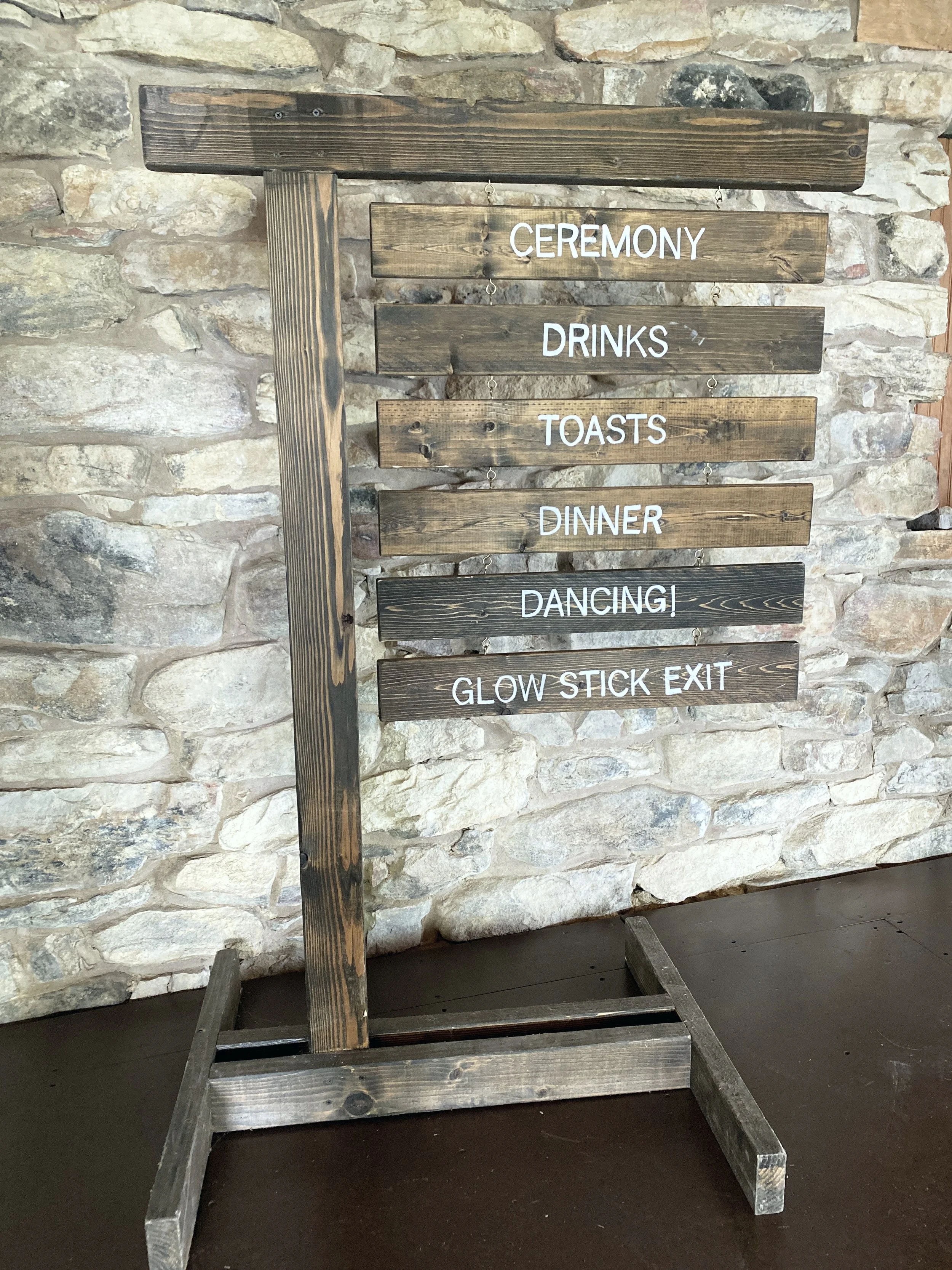 Order of Events Sign
55"H x 36"W
Each event can be removed and the order can be changed 