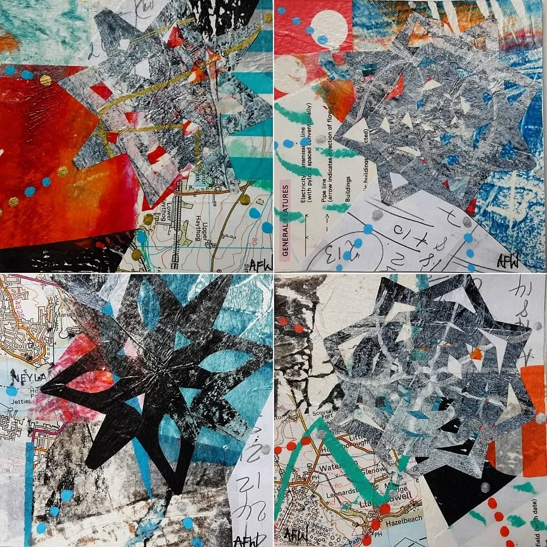 And they're done! All 42 of them....my little snowflake ❄️ Christmas cards.  It was holly last year. This time, I've had tremendous fun hand cutting individual snowflakes, Gelli printing, cutting and sticking.  As well as personalised cards, it's a n