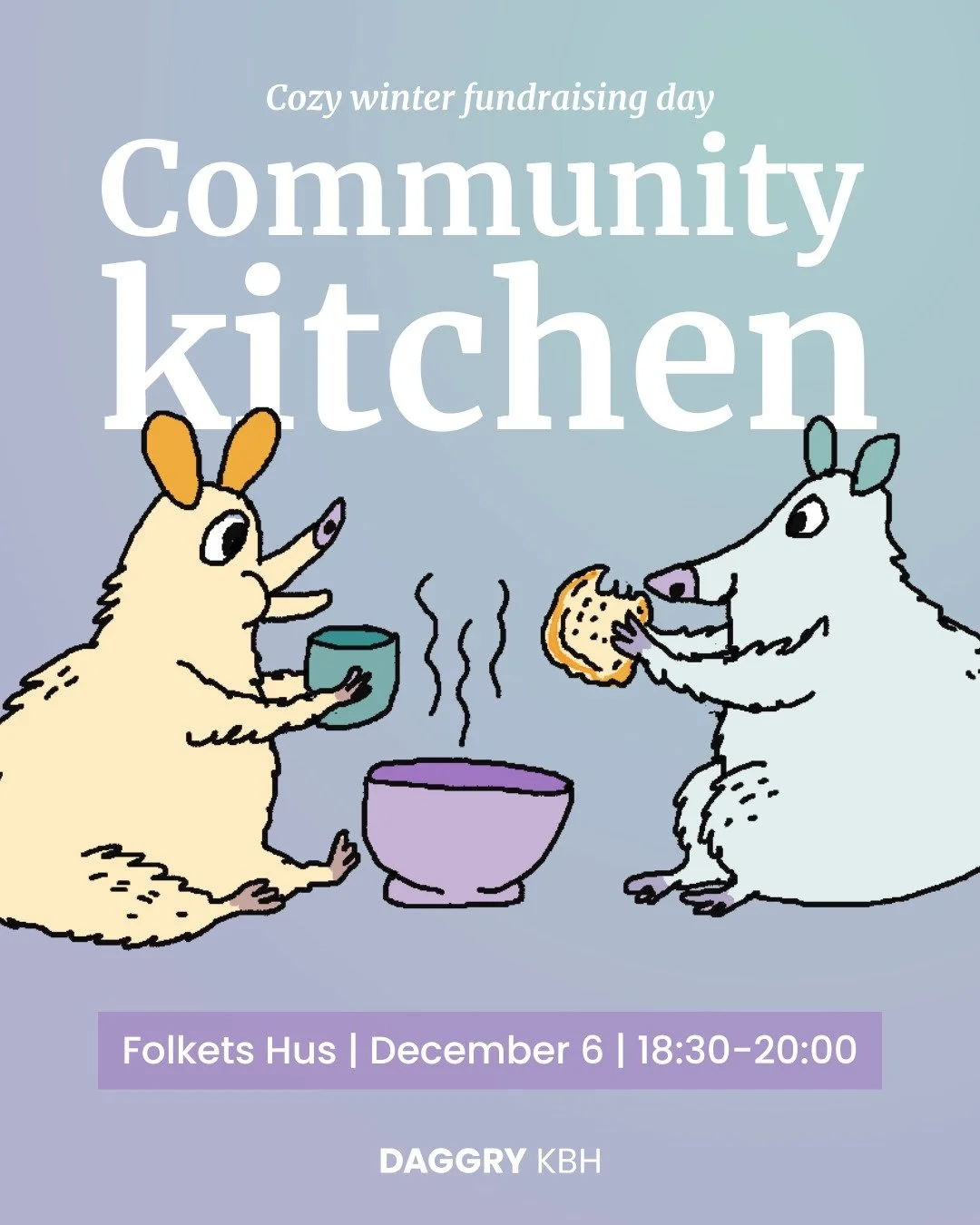 🍄&zwj;🟫🥦🧄 Community kitchen 🌶️🥕🌽 
On December 6th after our workshops, we will be having a vegan soup kitchen! 
Join us for a delicious meal and stay for all the fun that follows after ❤️

See the full program for the day on our former post, a