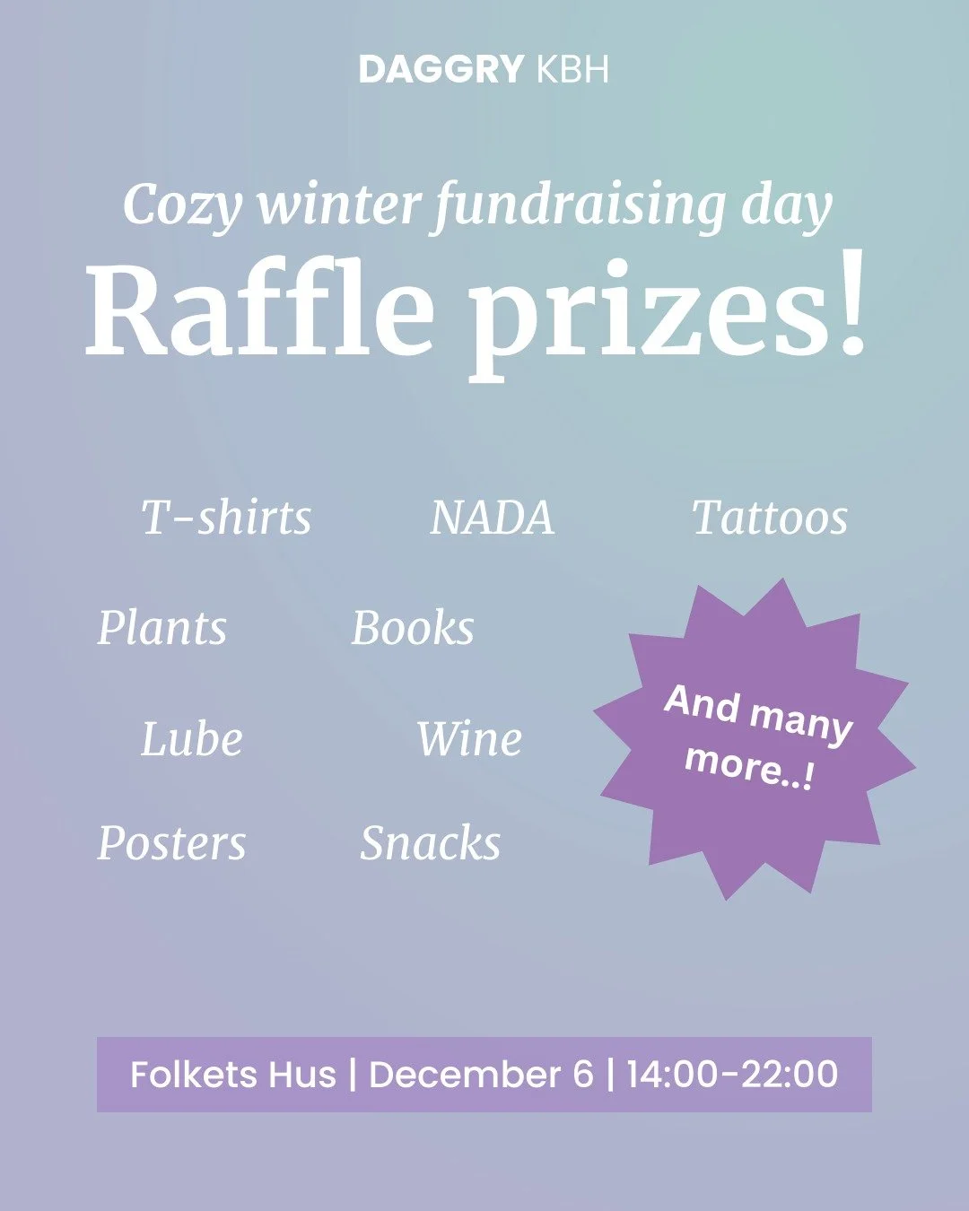 It&rsquo;s raffle time! ❄️✨

Here&rsquo;s a look at some of the amazing prizes you can win at our Cozy Winter Fundraising Day: Gift vouchers from @the.pond.cph, snacks from @spidsroden, lube from @peech_dk and much more!

Swipe for a greeting from on