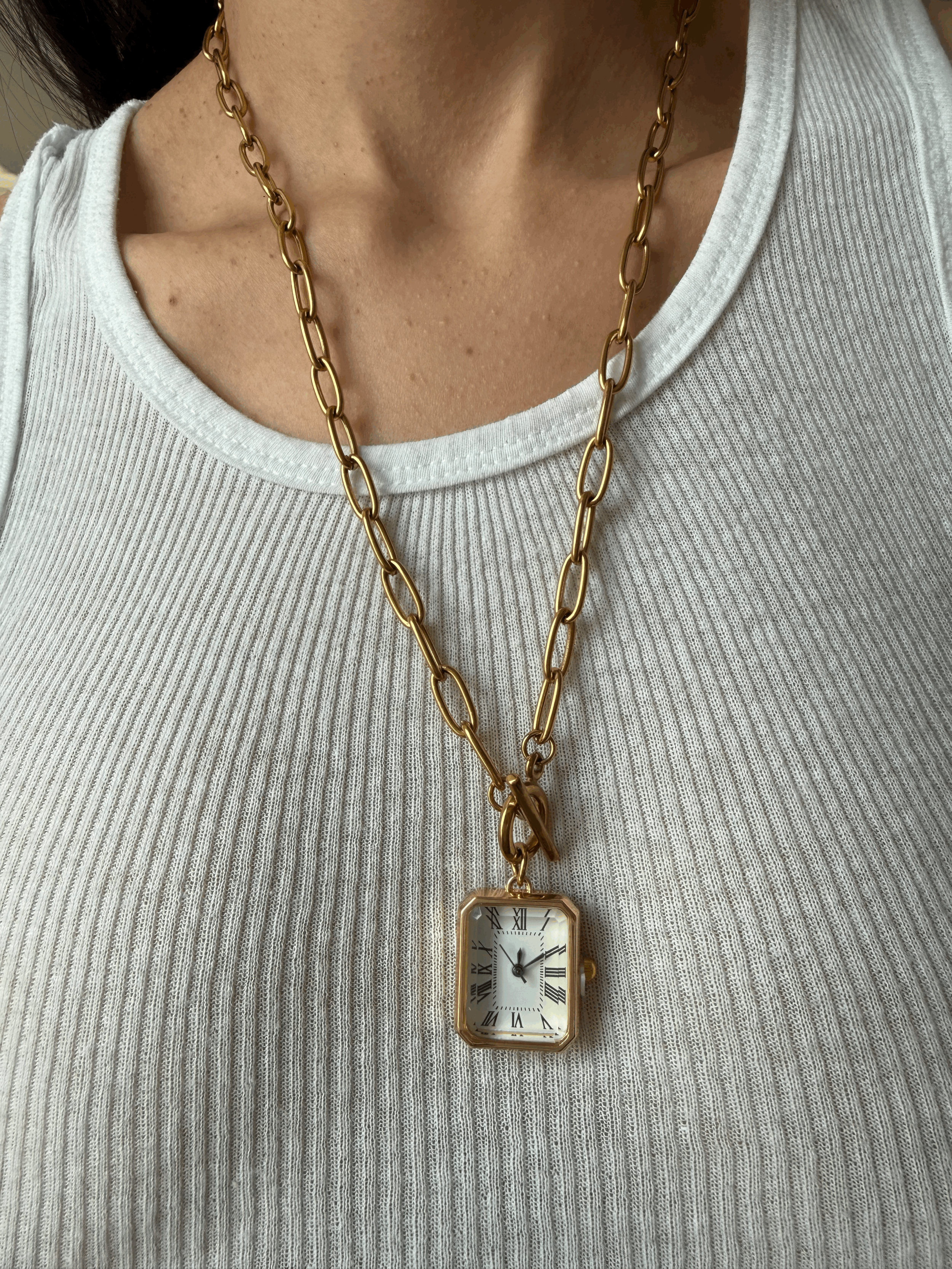 Toggle Clasp Chainlink Gold Watch Necklace Incense and Lighter Set