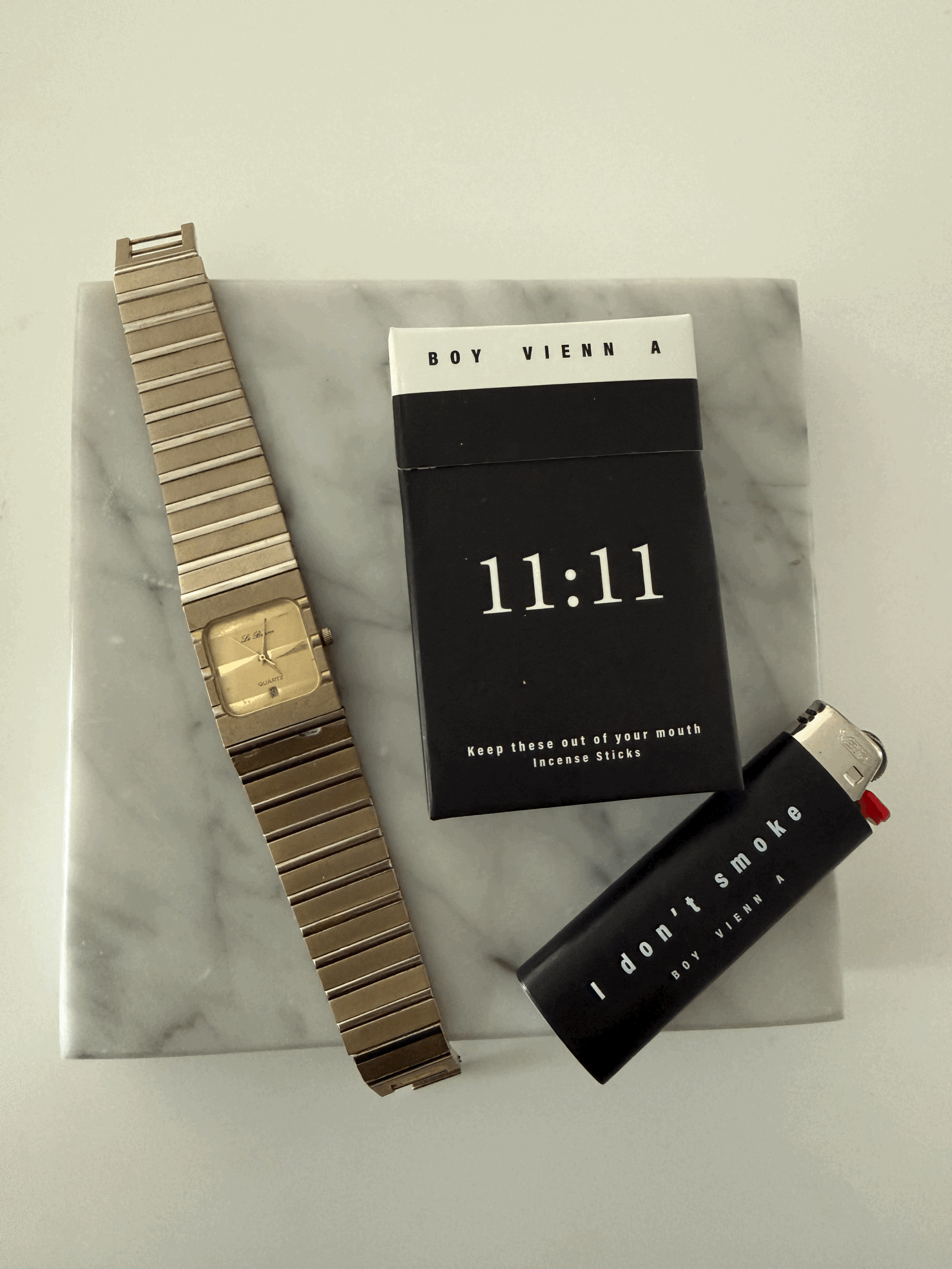 Matte Vintage Gold Bracelet Watch Incense and Lighter Set
