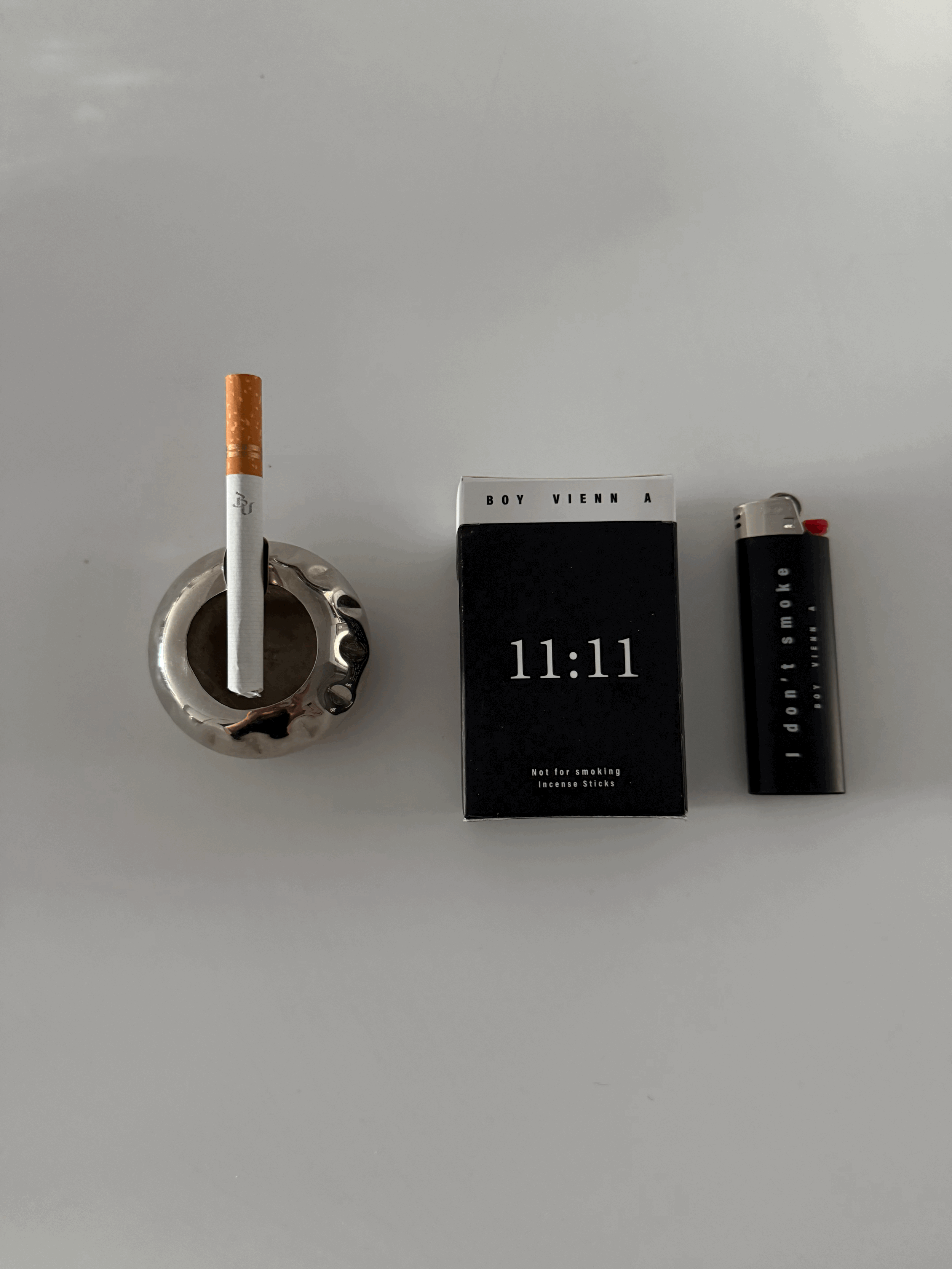 Vintage Metal Textured Ashtray  + 11:11 Incense Sticks Starter Kit