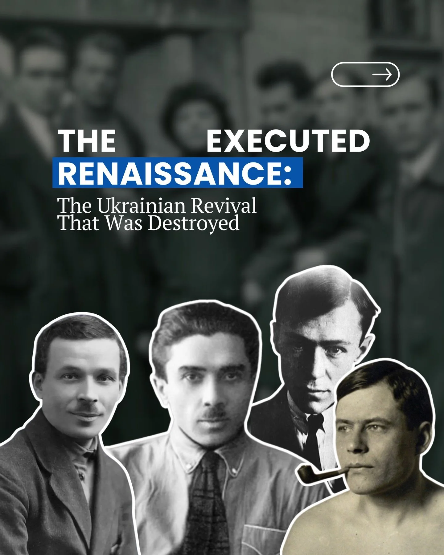 The Executed Renaissance is a murdered generation that could have reshaped Europe.
Dozens of writers, artists, directors, scholars, and visionaries were creating a modern, bold, forward-looking Ukrainian culture &mdash; and were killed for it.
We res