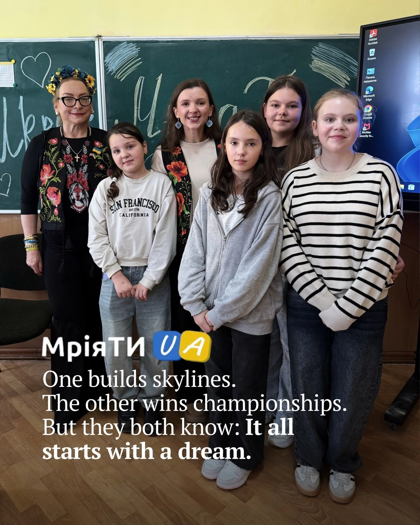 &ldquo;MriyaTu&rdquo; @mriyaty_ and Antonina Skobina @antonina.skobina at a Ukrainian school &mdash; a visit we were honored to help coordinate together with Bird of Light🕊️
⠀
⁠MriyaTu is a project that helps Ukrainian children look past the war, re