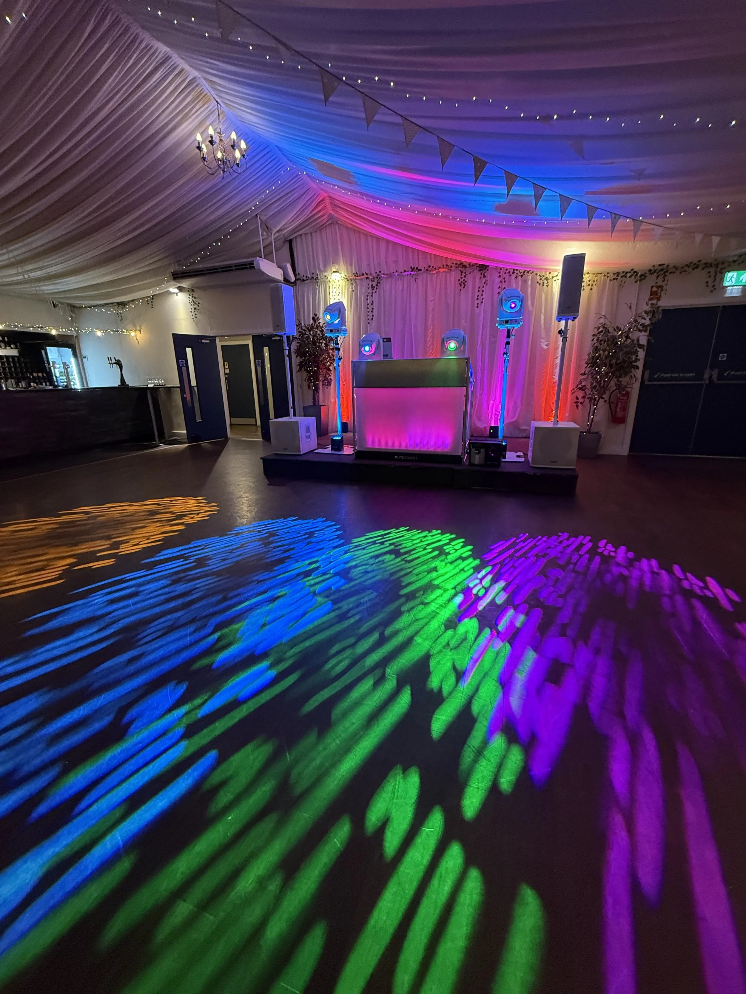 Colourful Wedding DJ Setup at Oceanside Newquay