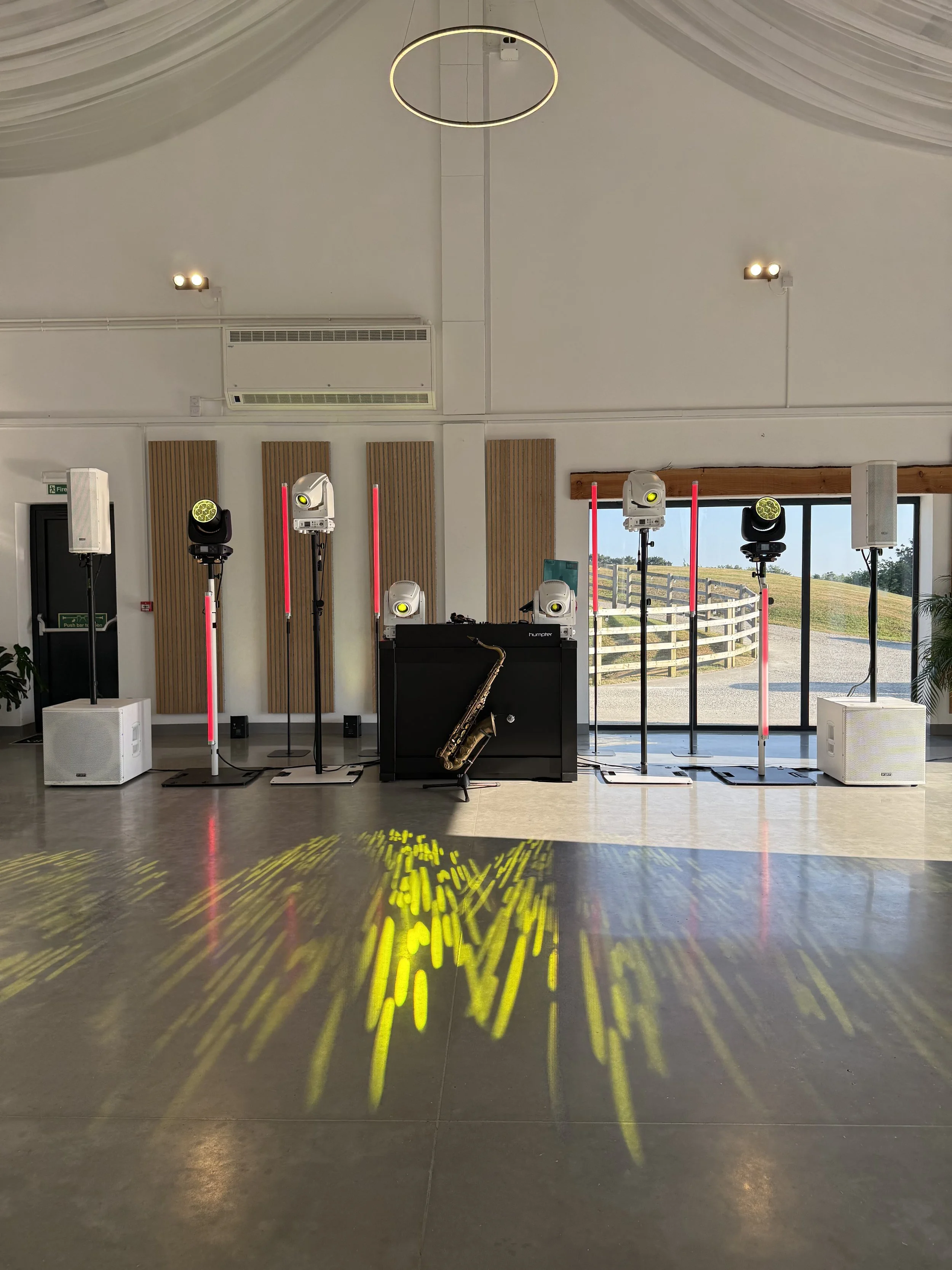 Wedding DJ setup at The Barn at Pengelly in Cornwall.