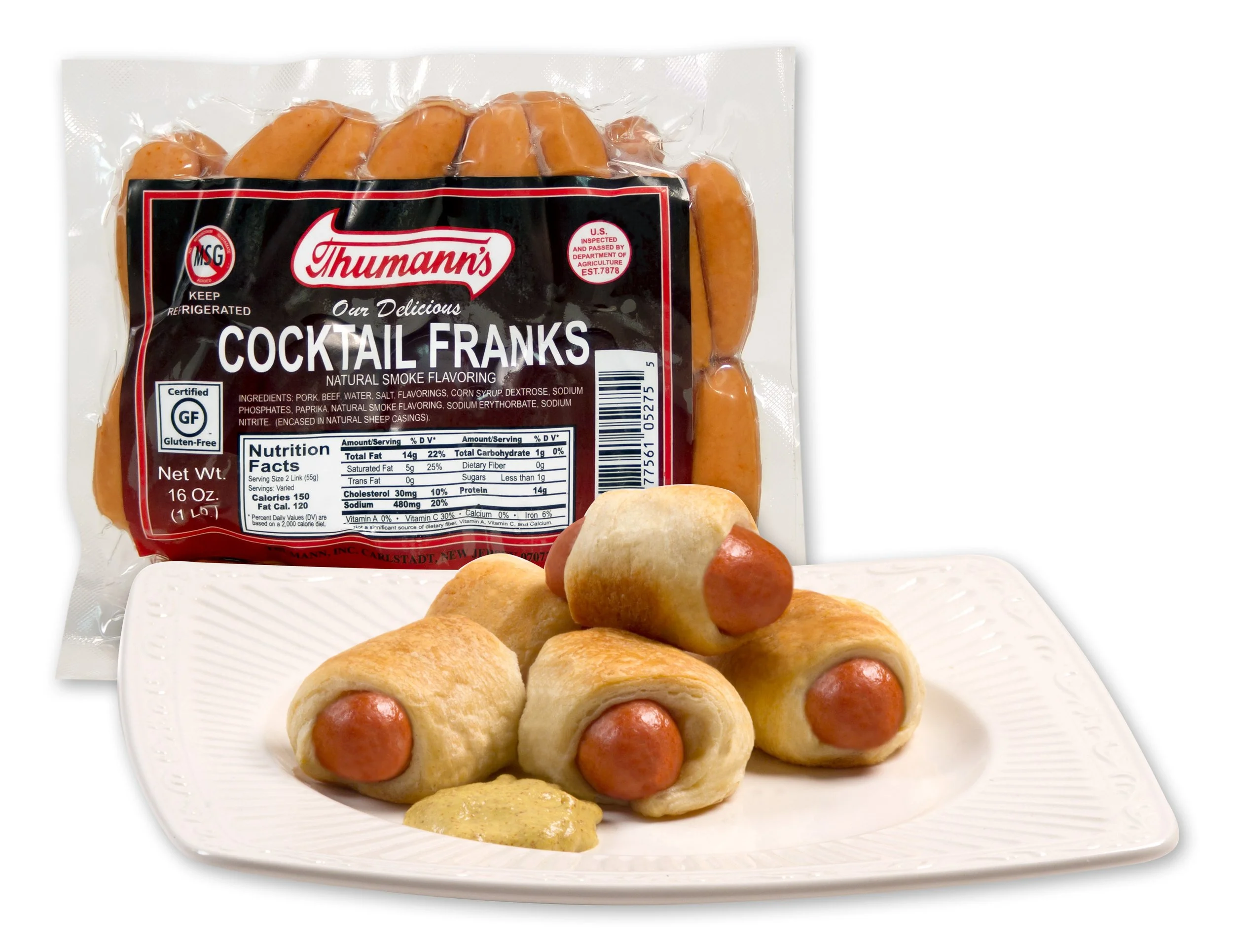 Thumann's Cocktail Franks compared to Sabrett Cocktail Franks.