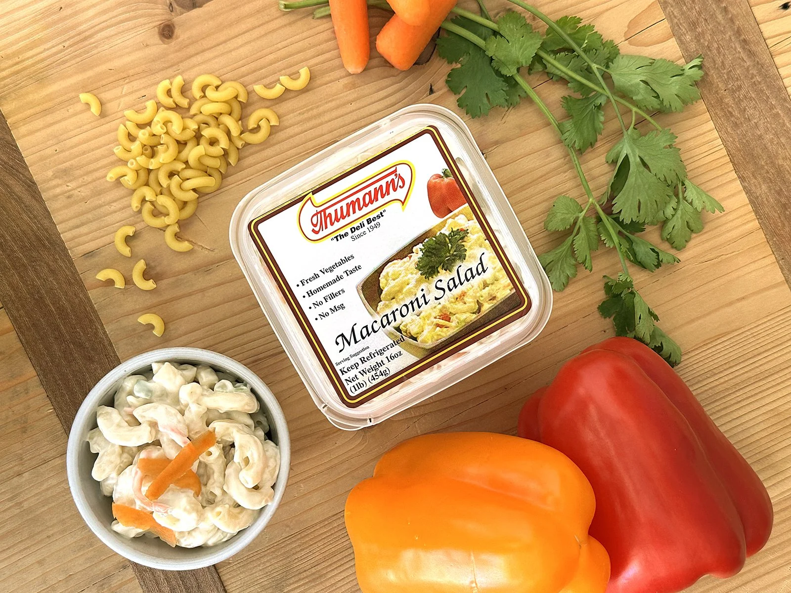 Thumann's Macaroni Salad compares to Market Pantry and Fresness Guaranteed