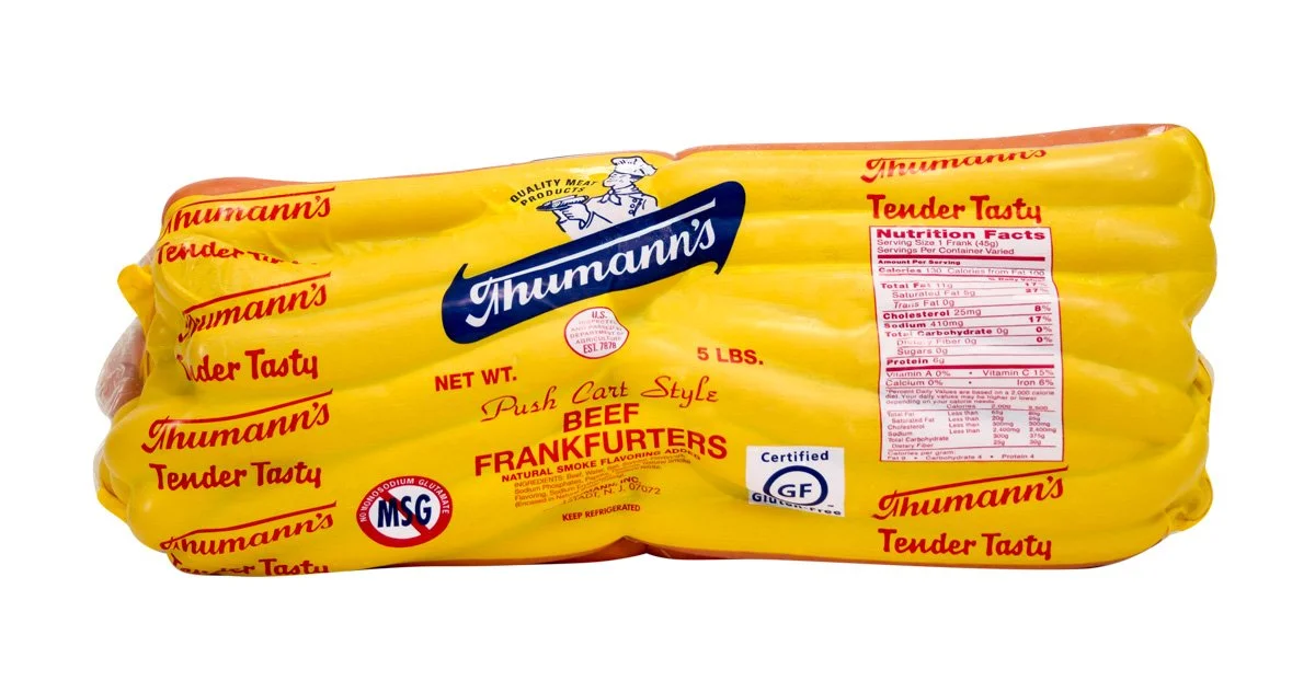 Thumann's All Beef Pushcart Style Franks compares to Sabrett.