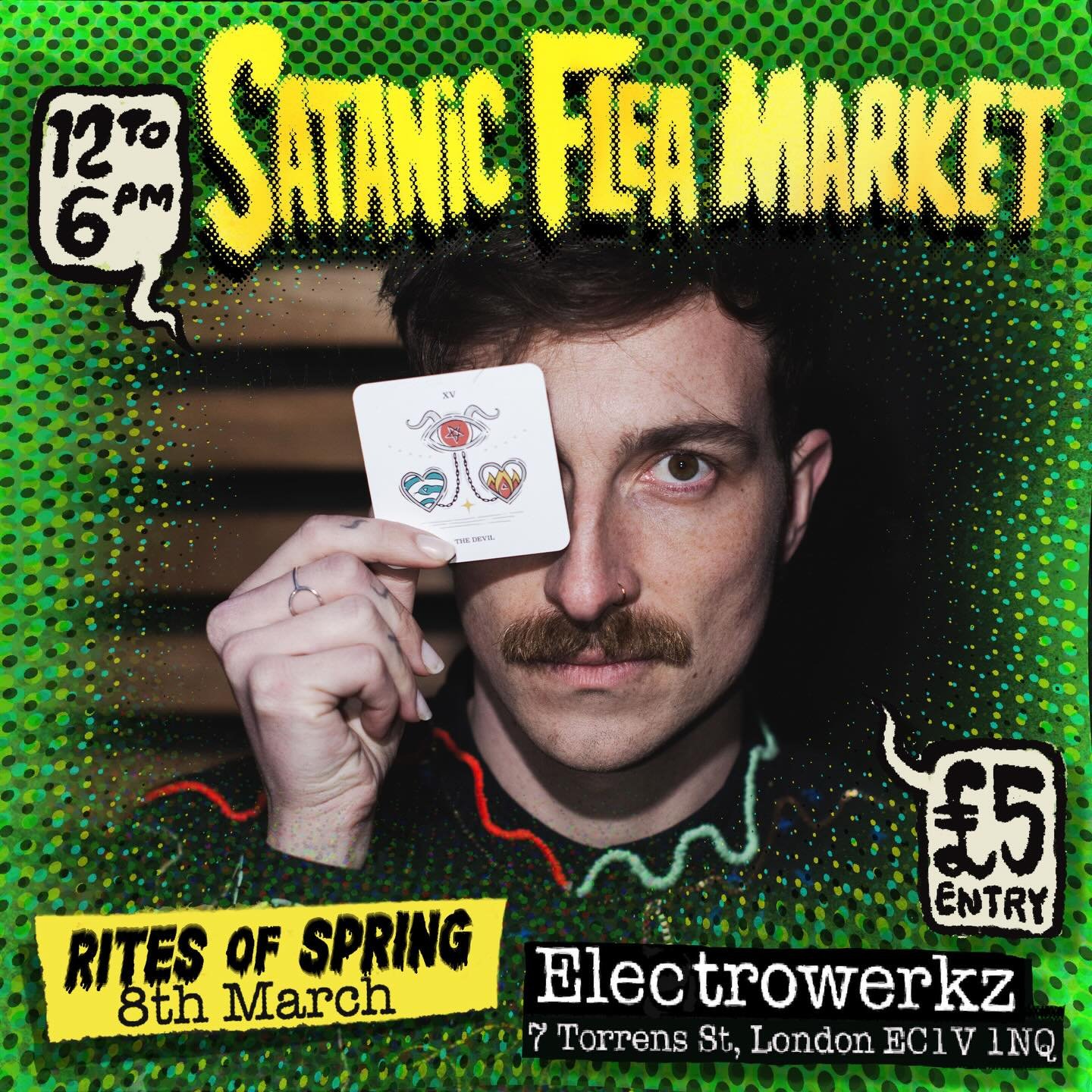 See you next Sunday? I&rsquo;ll be tarot reading at the @satanicfleamarket this Sunday 8th March from 12-6pm. Drop in on the day or DM me to schedule a time slot. Readings from &pound;15/&pound;30. 5 floors of stalls of crafts, art, fashion and oddit