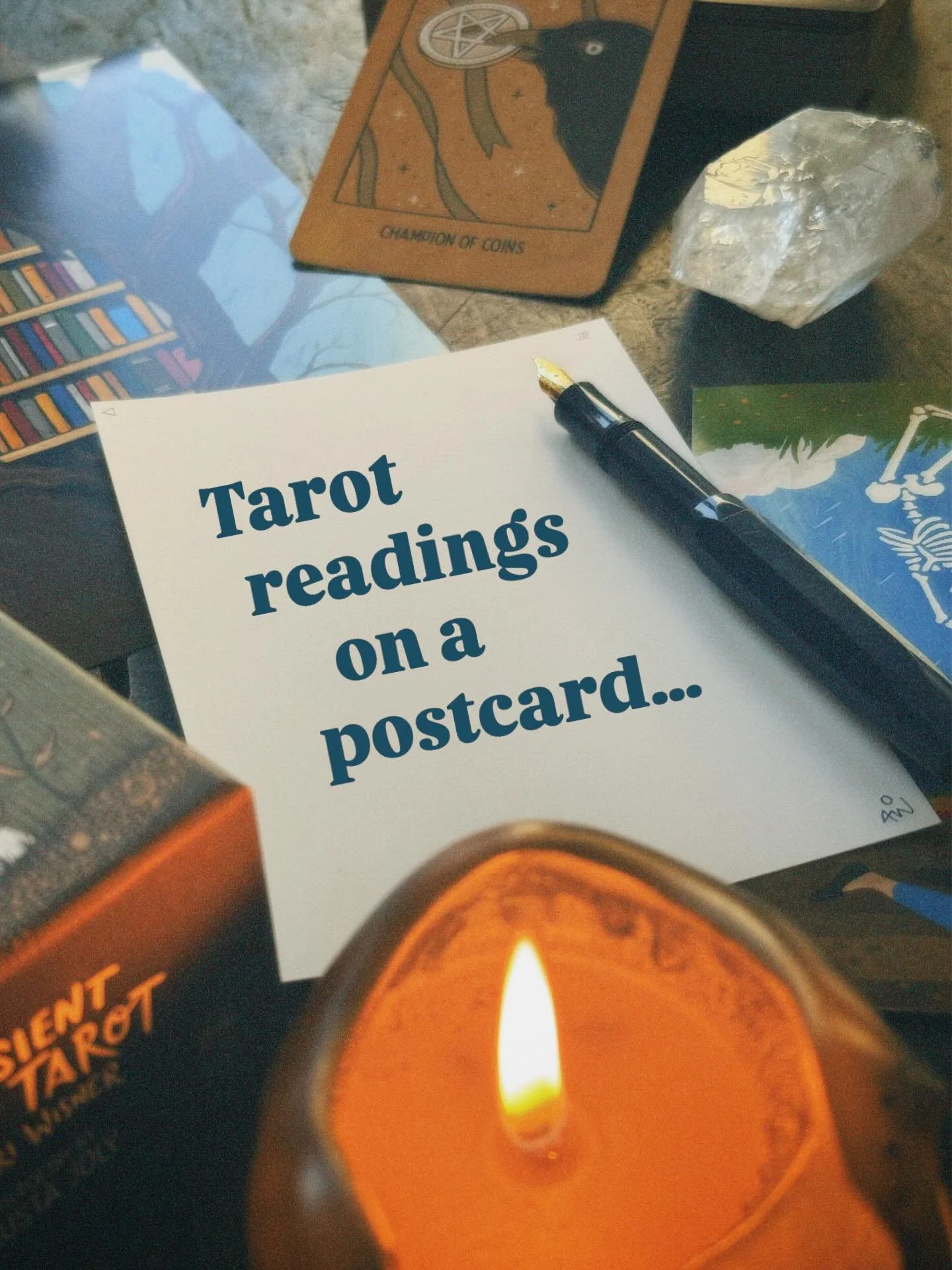 With free global shipping ✨🌍✨ Using the Transient Light Tarot, I&rsquo;m dispersing 1 deck between 78 people via tarot readings sent by handwritten postcard 🖊️ Each postcard comes with the tarot card and A5 art print enclosed. I&rsquo;m really enjo