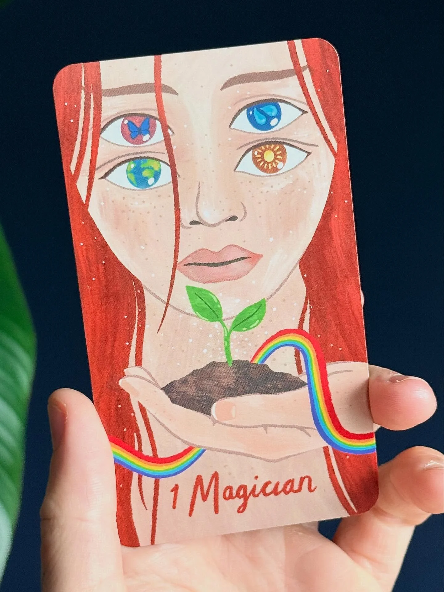 To see and to take action. As above, so below.
 The Magician plants a sunflower seed and makes it grow. After all, they have the four elements at their disposal. The sunflower is the divinity on earth, it&rsquo;s leaves photosynthesising descended li