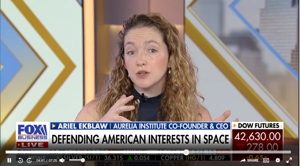 Time to scale up what we can achieve in space, Aurelia Institute CEO says