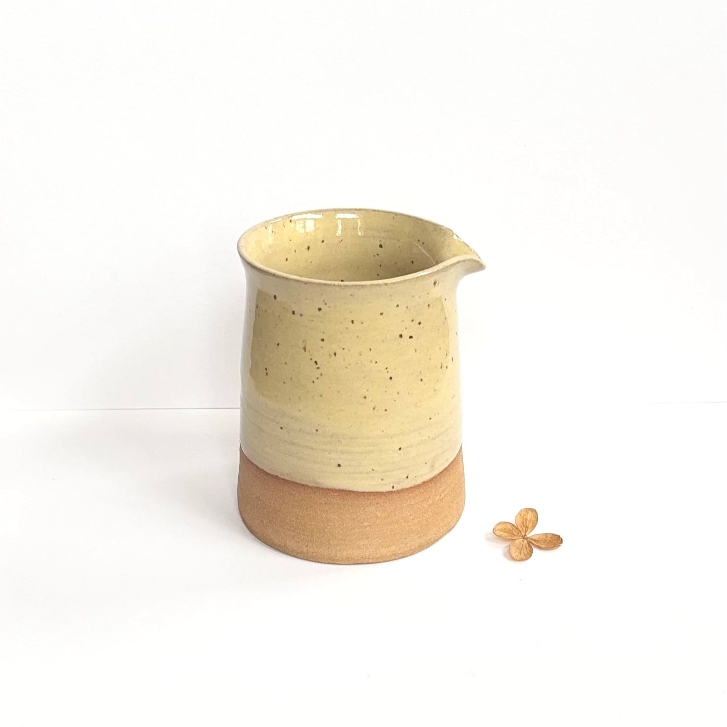 Toasted Stoneware Jug with Speckled Yellow Glaze