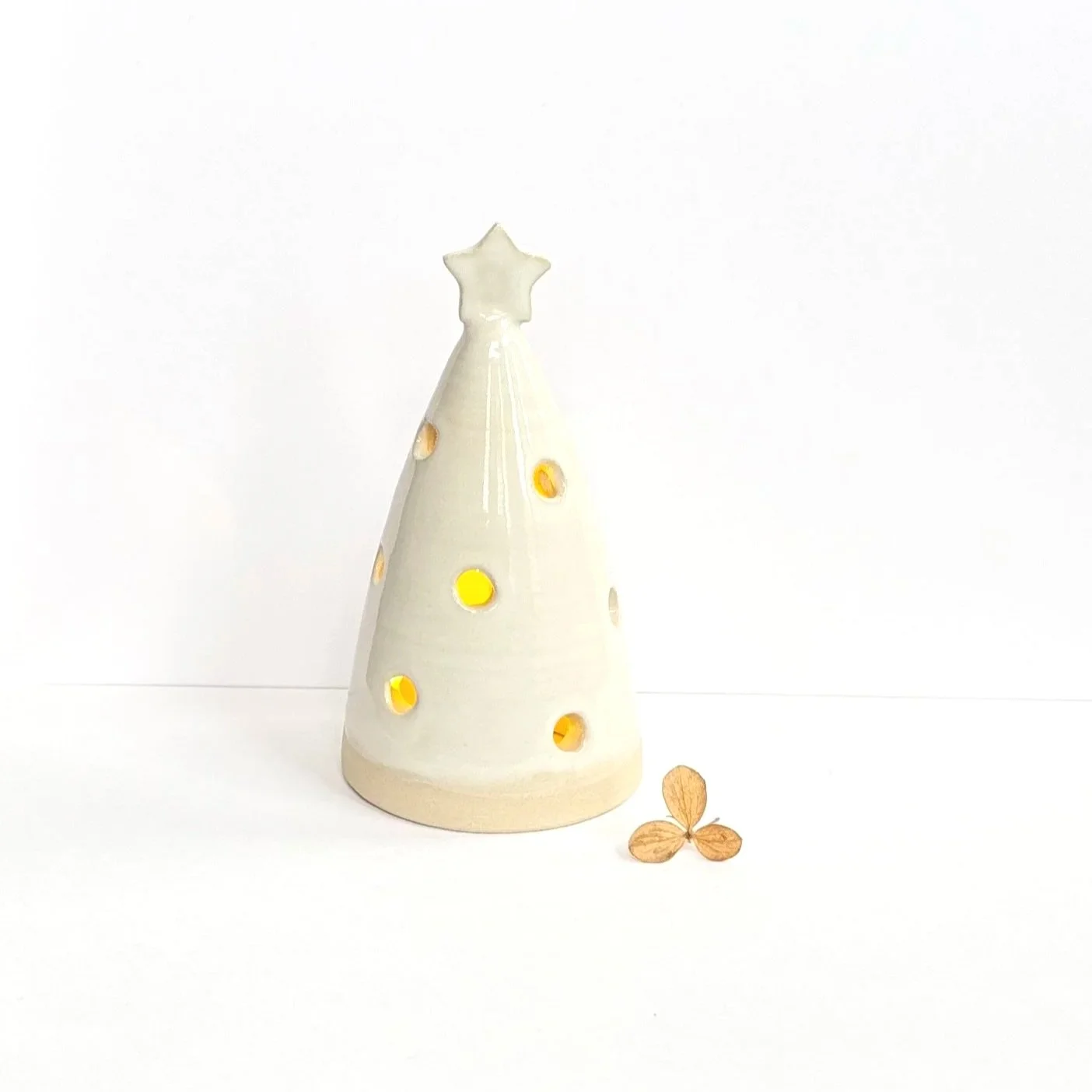 Ceramic Glow Christmas Tree with Glossy White Glaze