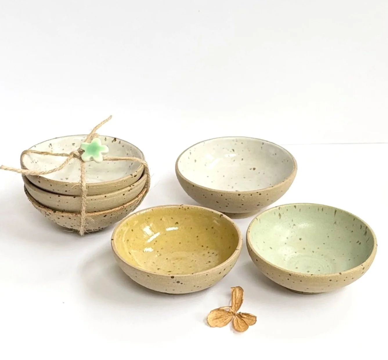 Trio of Mini Speckled Stoneware Condiment/Sauce/Trinket Dishes