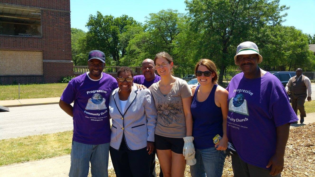  (L-R) Pastor Curtis Whittaker; Gary Mayor Karen Freeman-Wilson; Council board members Sarah Highlen &amp;&nbsp;Anne McShane-Massie; Progressive Church volunteer 