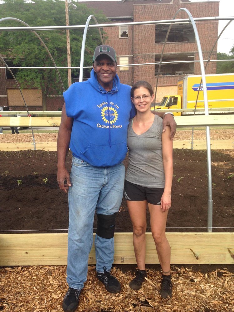  Meeting Will Allen was a highlight for all of the volunteers. He's pictured here with Council Board President Sarah Highlen. 