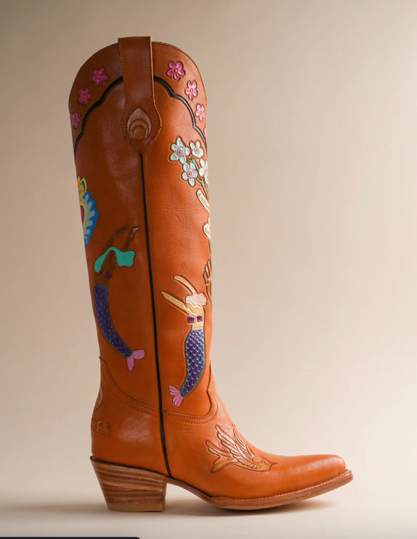 Cowboy boot with flowers