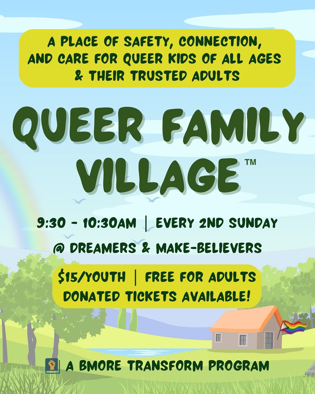 TOMORROW! 🌈🏡Queer Family Village&trade;️ &amp; Queer Kid Clothing Swap🩳👗

Join us tomorrow morning at @dreamersbmore for two events that celebrate Queer Joy &amp; Community. Swipe to learn more!
