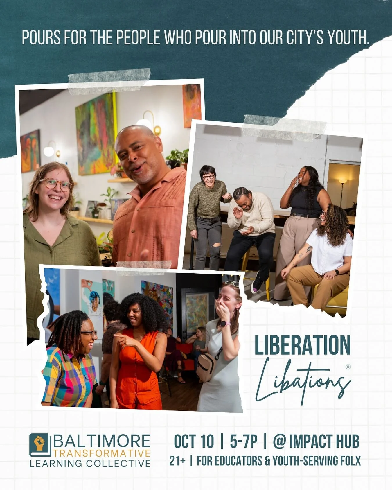 Can&rsquo;t wait to glow together this Friday ✨
&mdash;-
Liberation Libations&reg; is a 21+ event series that is designed to cultivate community amongst the educators and other youth-focused folx of our beloved Baltimore City. We gather, enjoy some r