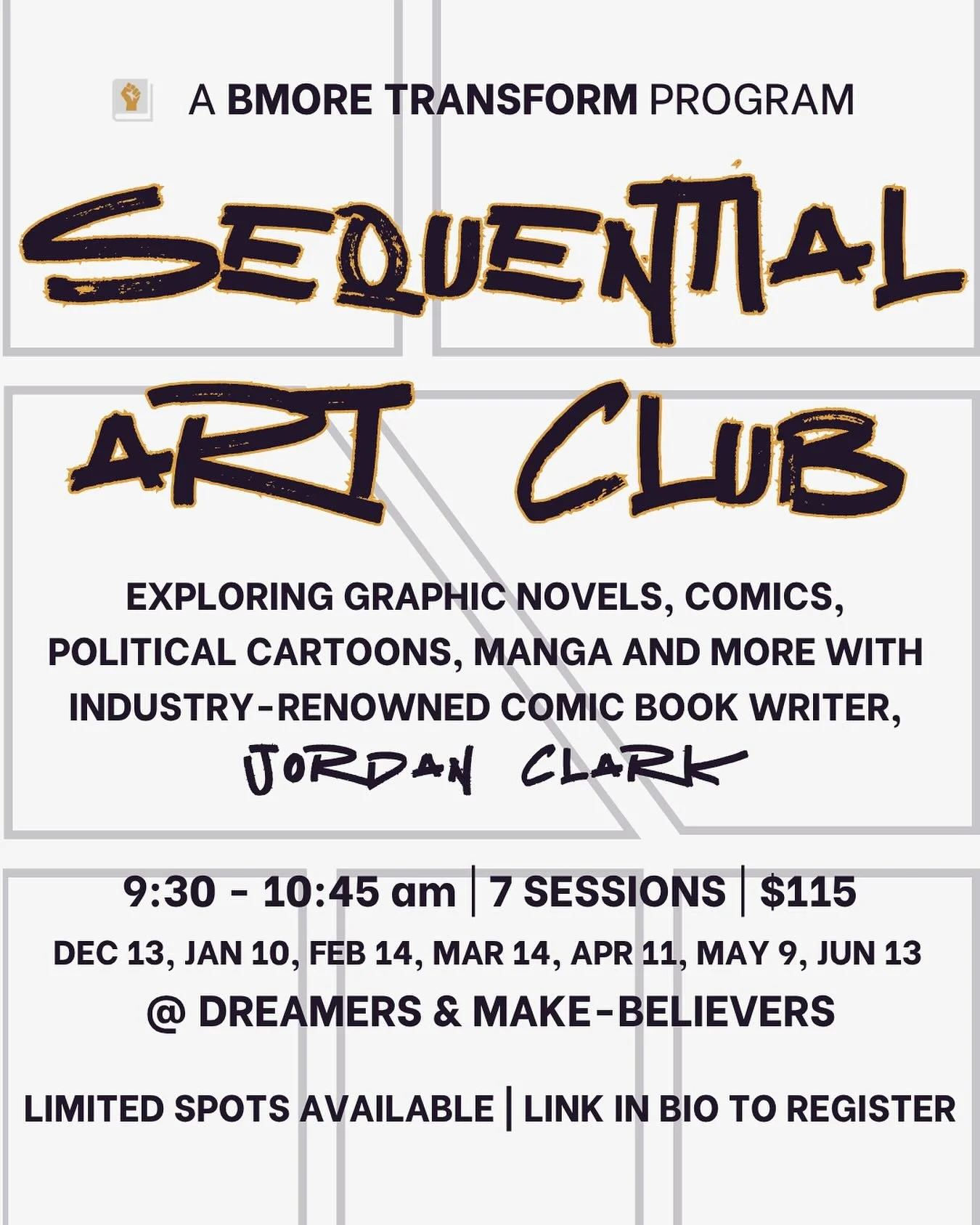 💥Meet our newest club for 5th/6th graders!

Dive into the world of visual storytelling alongside the renowned comic book writer @jrsosa18 ✍🏽 This small, intentional group will be reading, writing, and drawing, as well as discussing, sharing, and re