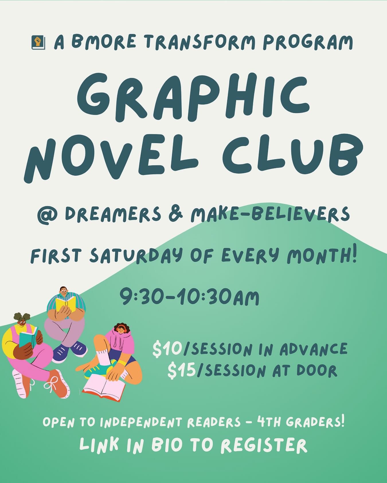 THIS SATURDAY! ☺️

January is close which means, our next session of Graphic Novel Club is approaching! Snag a ticket for the enthusiastic young reader in your life. Even though it&rsquo;s still Winter Break, we&rsquo;re excited to gush about the lat