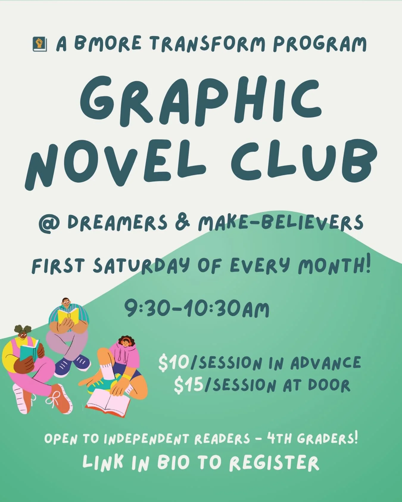 📚 THIS SATURDAY - Join us for anither fun session of Graphic Novel Club! 

Graphic Novel Club is a joyous space designed just for independent readers through 4th graders. We share our love of graphic novels&mdash;discussing characters arcs, playing 