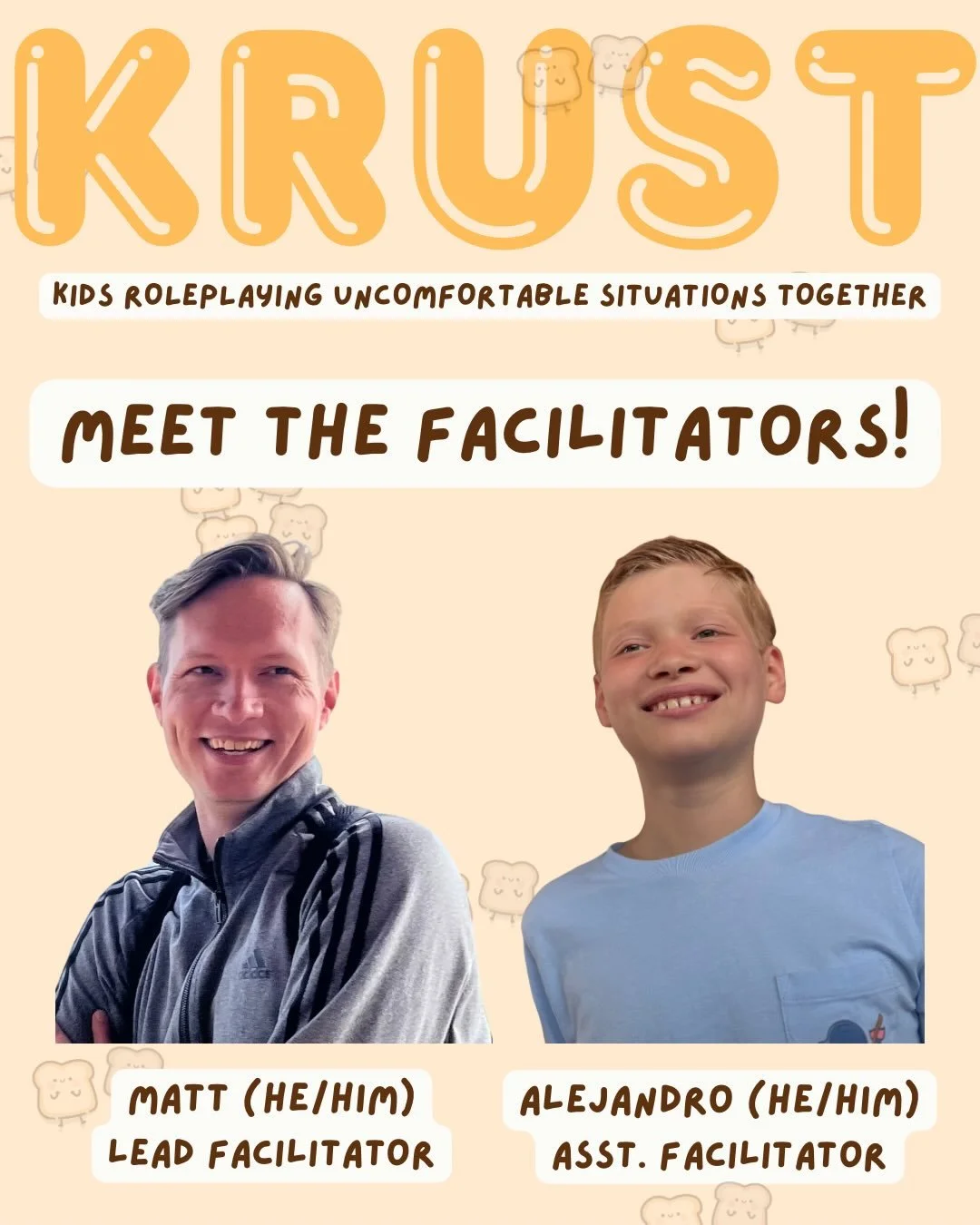 This next iteration of KRUST will be led by a dynamic duo: Matt from @the.social.forest and his son Alejandro! Both bring a deep understanding of the importance and complexity of friendship, and are looking forward to leading the small group through 