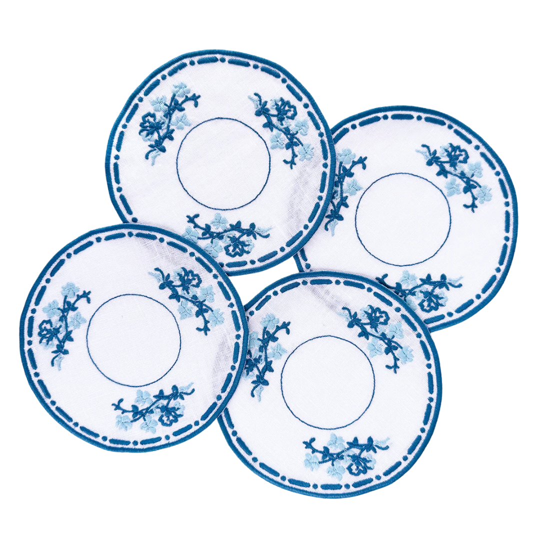 Willow Ware Cocktail Napkin

Set of 4
Linen with embroidery
Designed for Biscuit Home in 2024