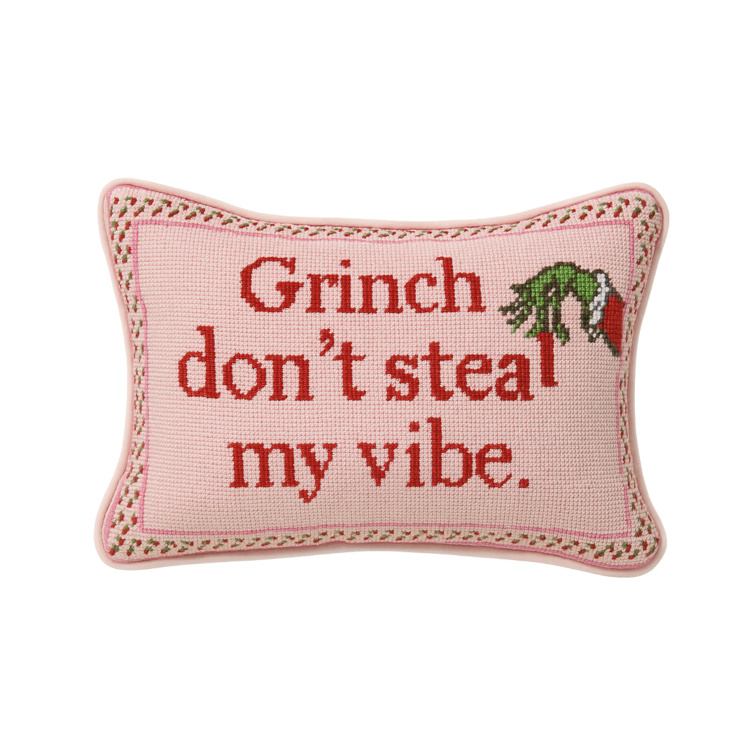 Grinch, Don't Steal My Vibe Needlepoint Pillow, 2025.png