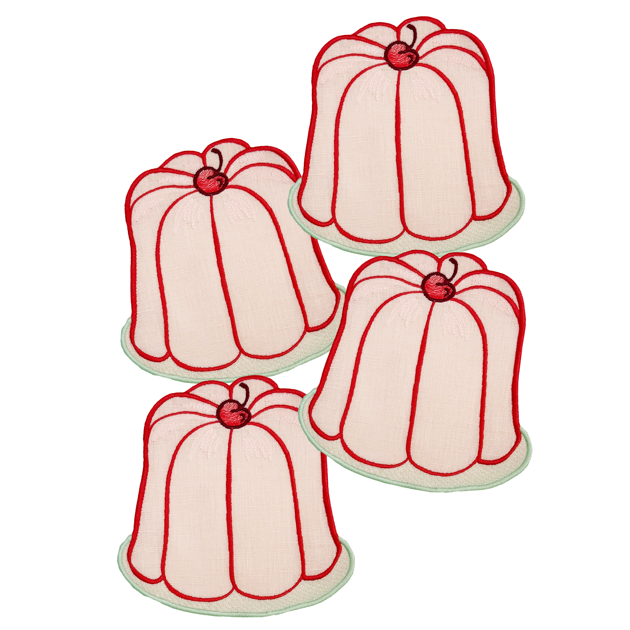 Jello Mold Cocktail Napkin

Set of 4
6" x 6"
Linen with embroidery
Designed for Biscuit Home in 2024