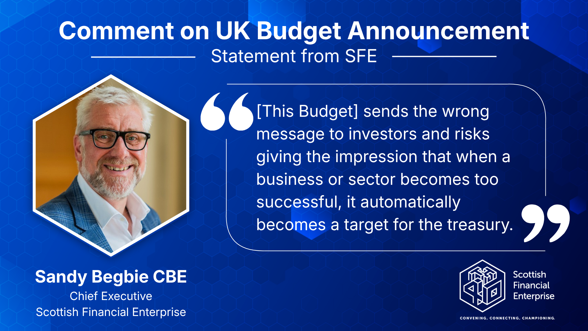 SFE Chief Executive, Sandy Begbie comments on the UK Budget