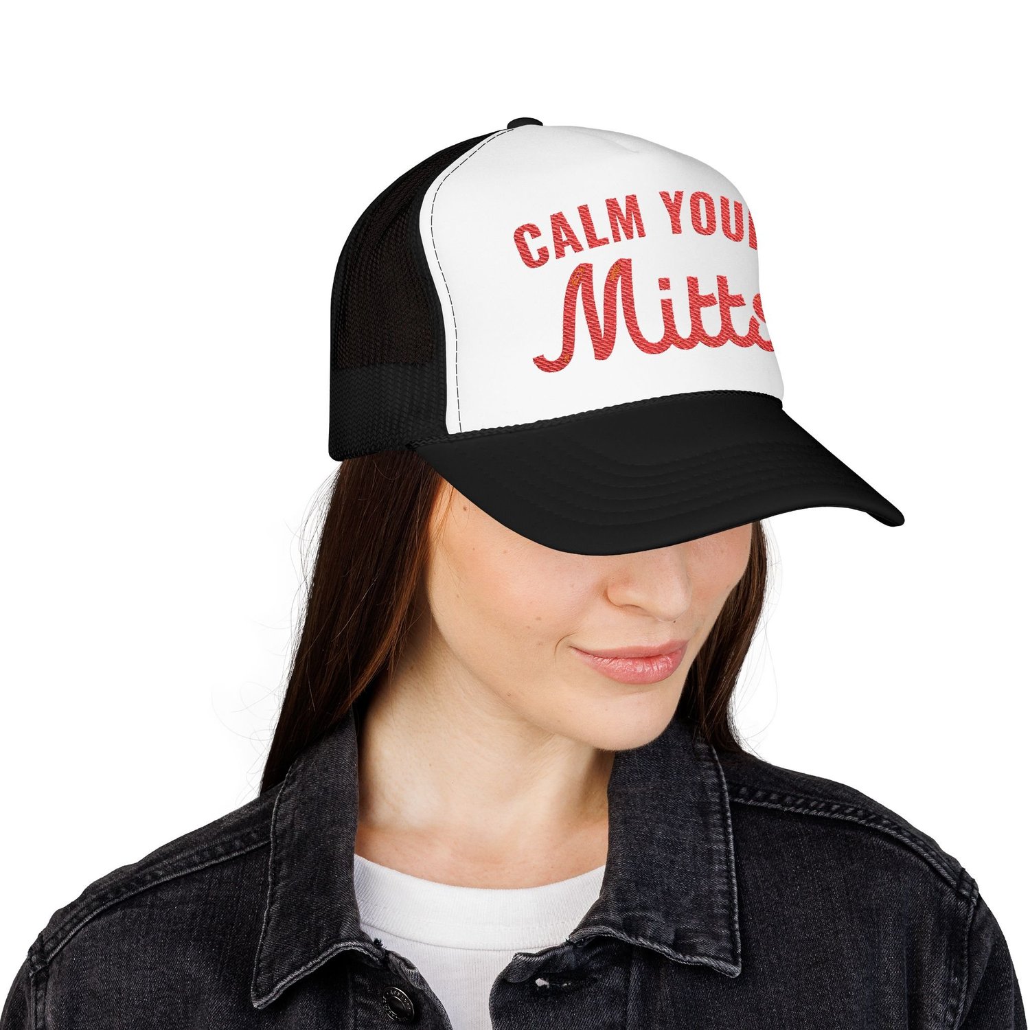 Calm Your Mitts Foam Trucker Hat — Mitts display picture 3