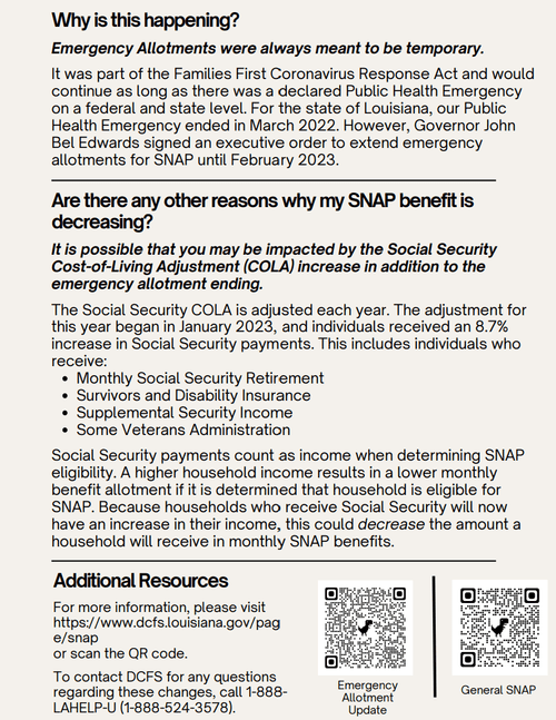 USDA Announces Emergency Allotments Ending — Greaux the Good