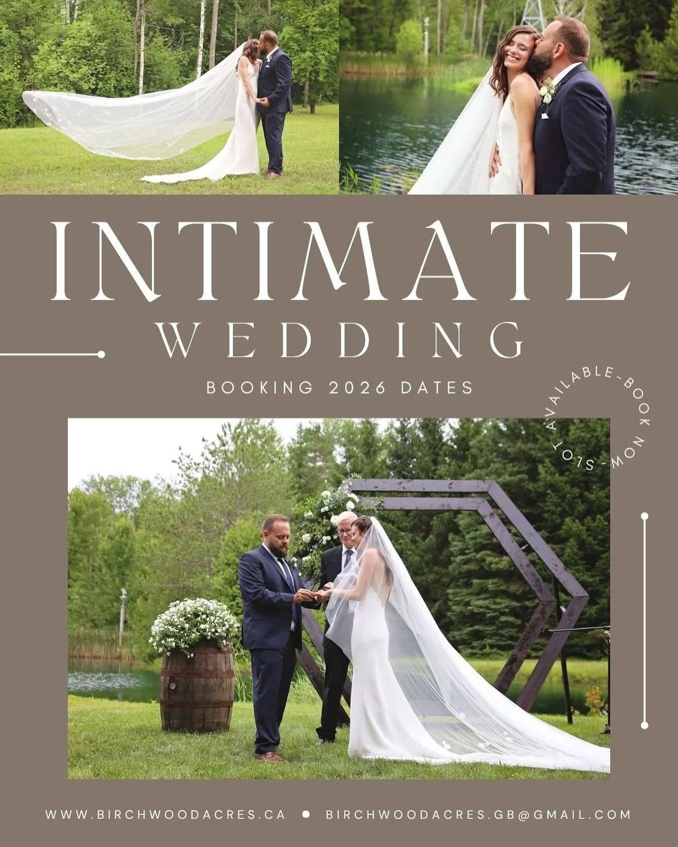 💍 Imagine saying *I do* surrounded by nature, loved ones, and peace.

At **Birchwood Acres**, we specialize in *intimate weddings* that feel deeply personal and effortlessly beautiful. Whether you&rsquo;re envisioning an elopement by the pond or a c