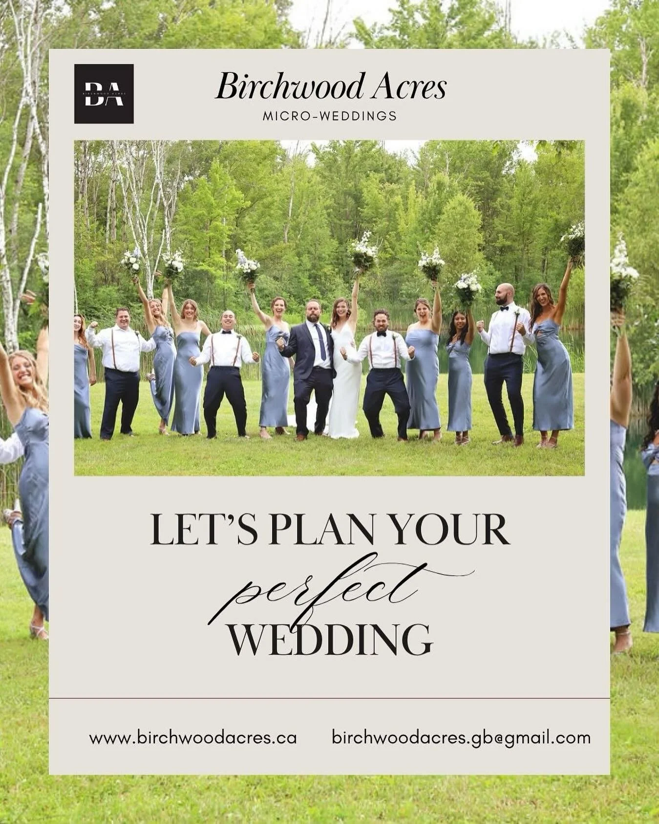 ✨ Let&rsquo;s plan your *perfect* wedding! 💍

Looking for a peaceful, private, and picturesque venue for your micro-wedding or elopement? Nestled on 105 acres of natural beauty in Grand Bend, **Birchwood Acres** is the ultimate retreat for couples w