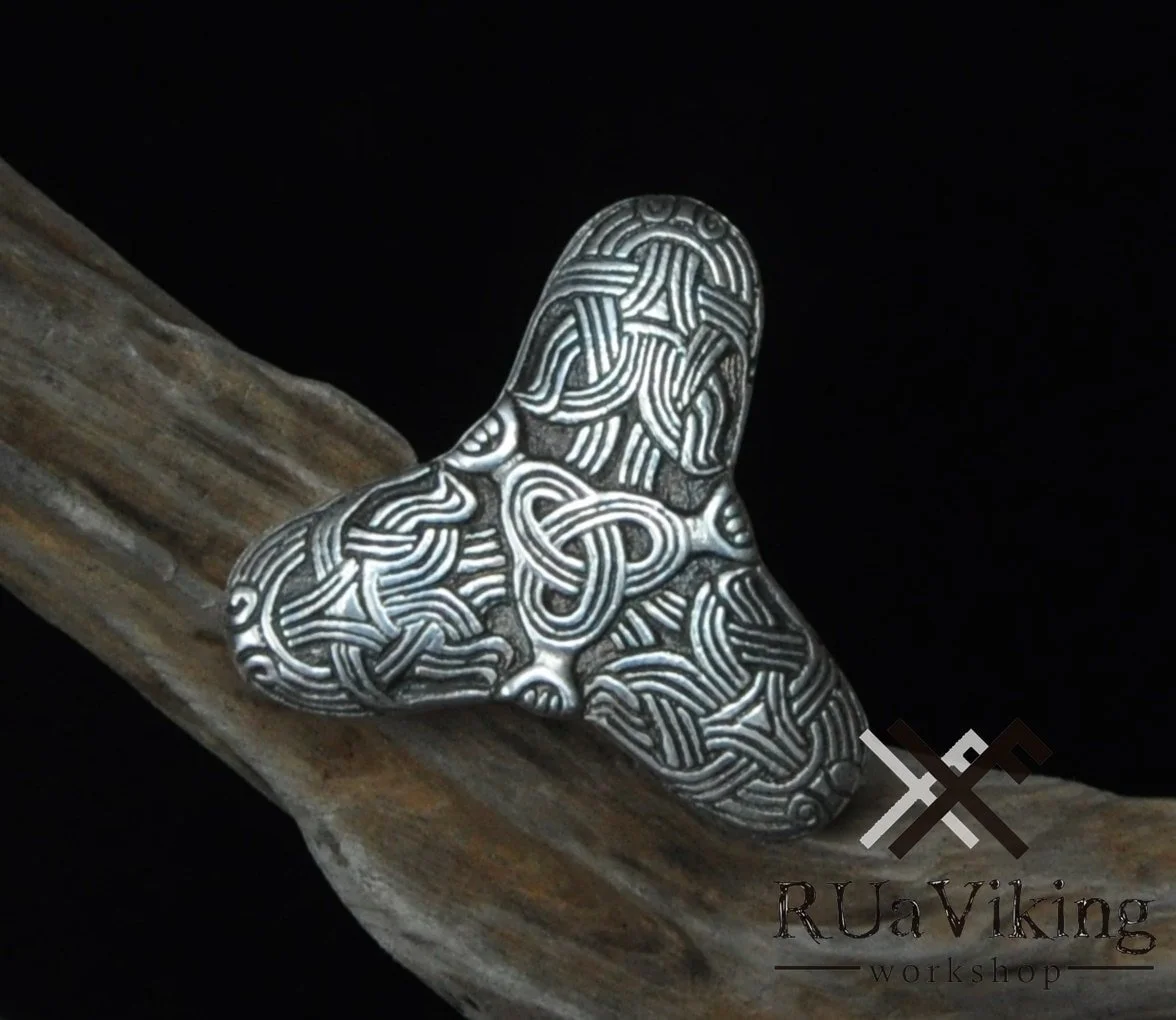 Viking trefoil solid sterling silver brooch from Birka