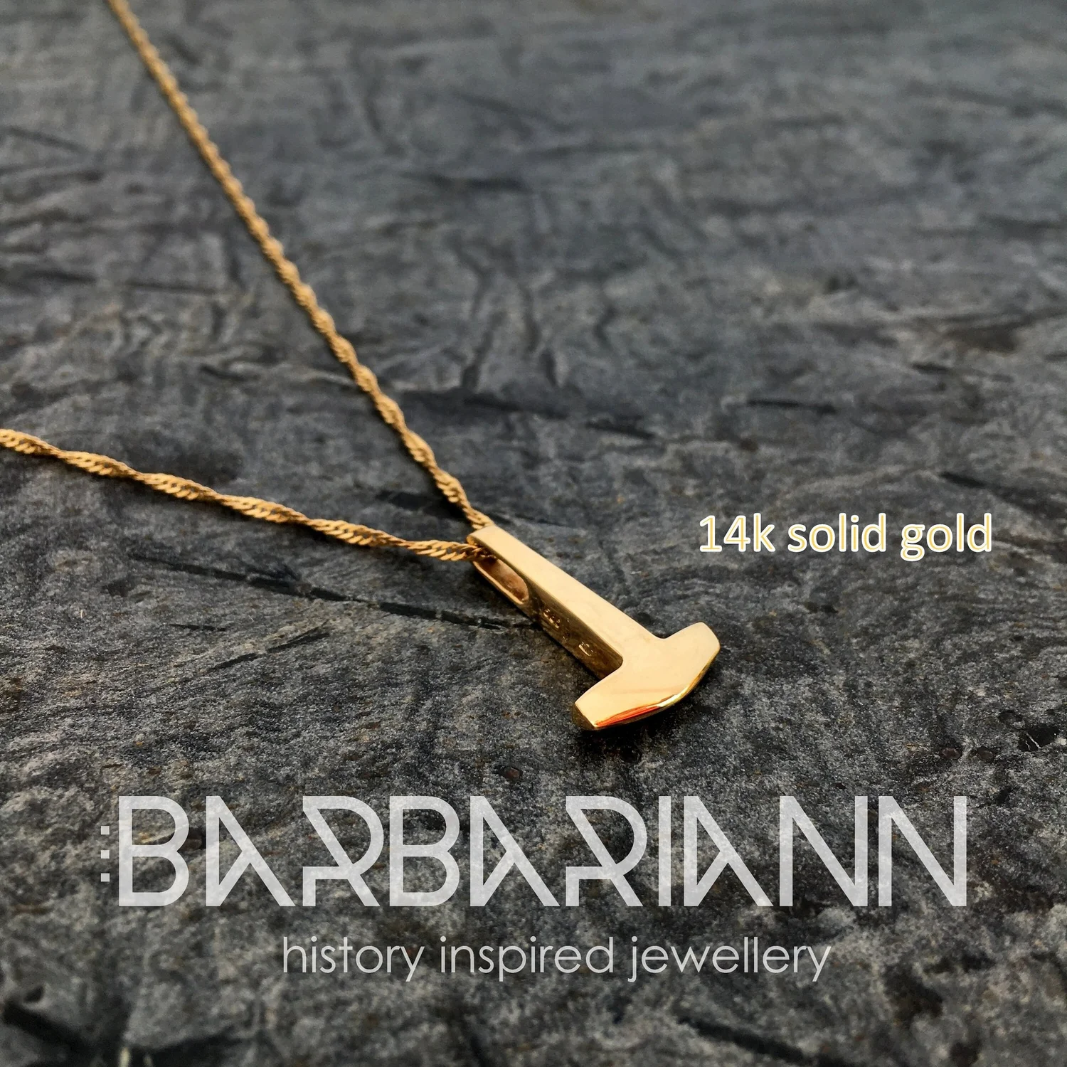 Solid Gold Pendant 14k Gold Thor's Hammer Thor Hammer