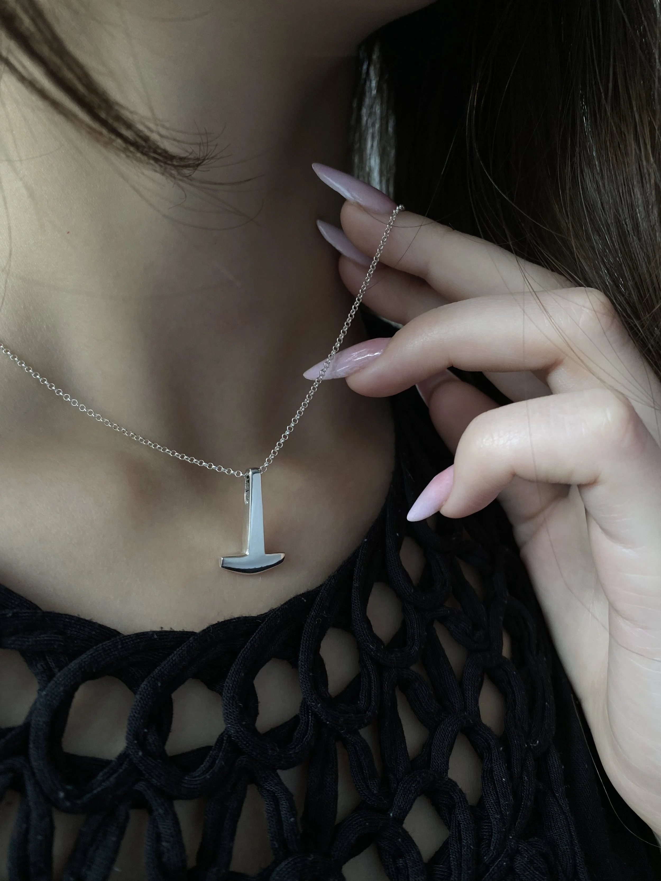 Tiny Tissø Hammer with chain, sterling silver