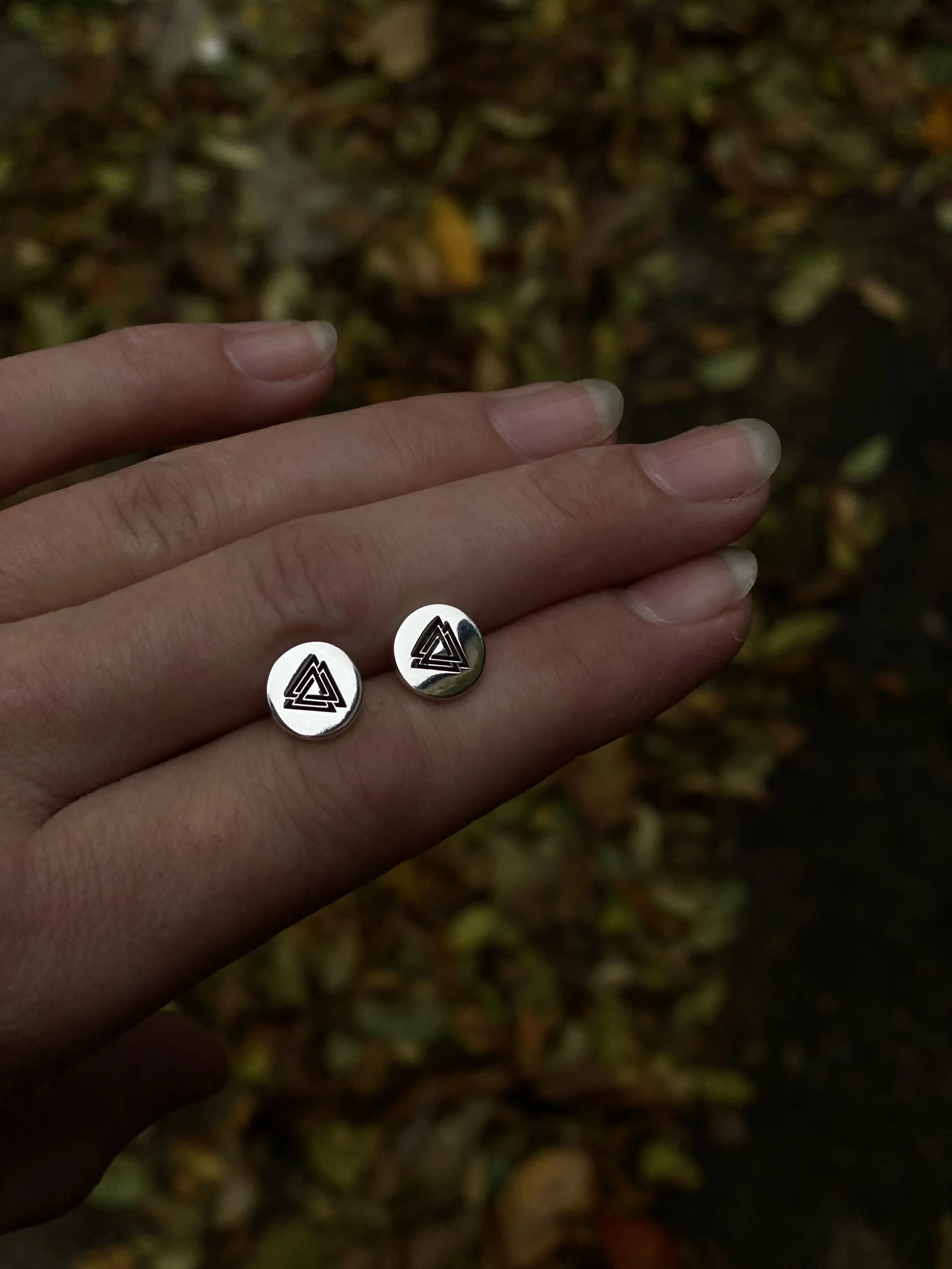 Valknut stud earrings sterling silver kolczyki srebro 925 Barbariann 1.jpg