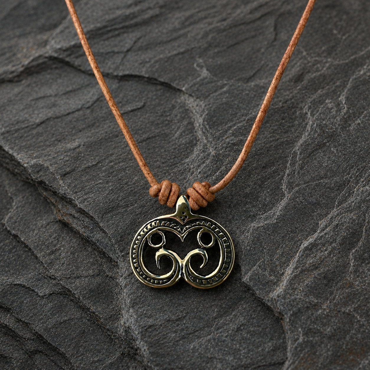 Bird lunula - museum replica - bronze - crescent handmade moon pendant